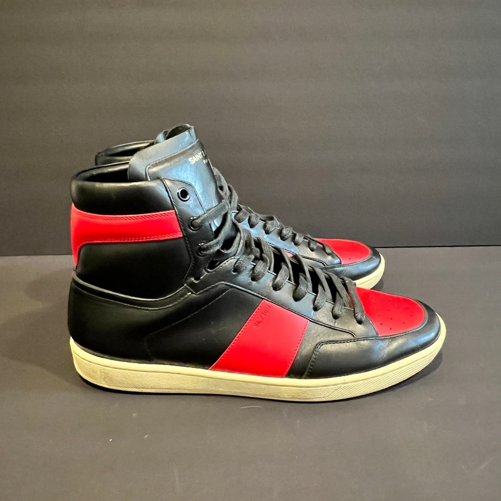 Saint Laurent SL-02H High Black Red Sneakers